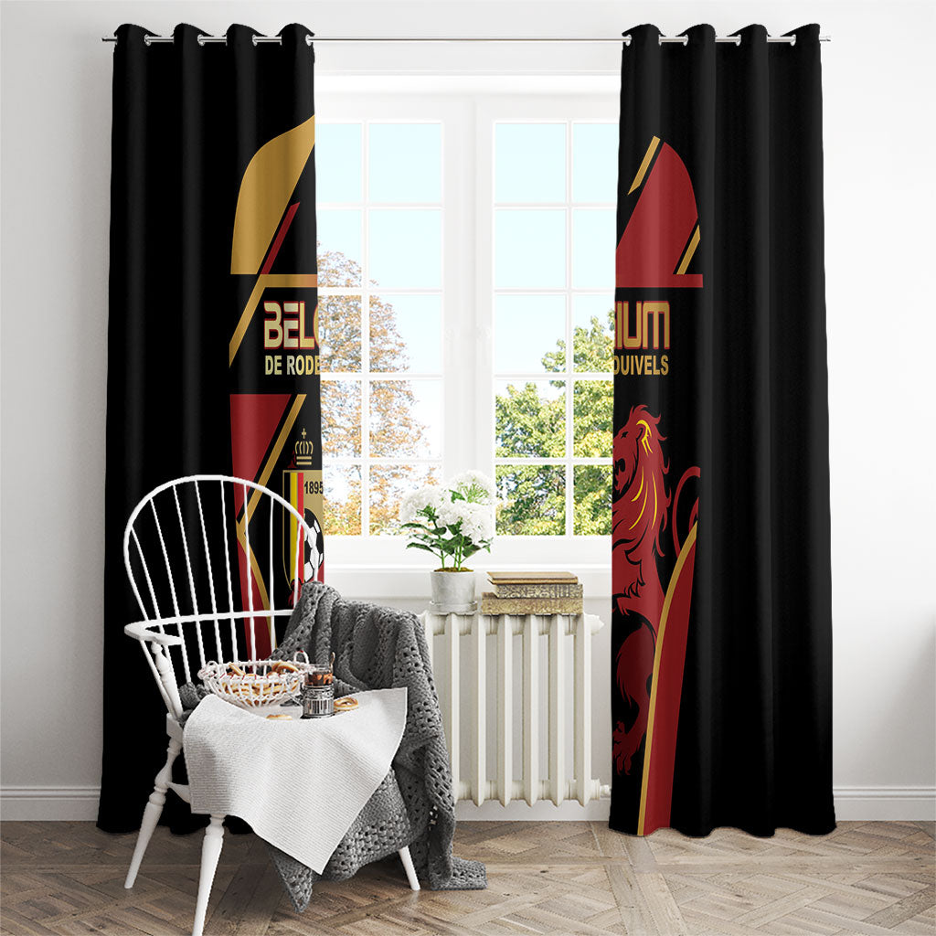 Belgium Football Window Curtain Bold National Colors With Lion Crest