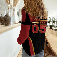 Custom Belgium Football Women Casual Shirt Bold National Colors With Lion Crest