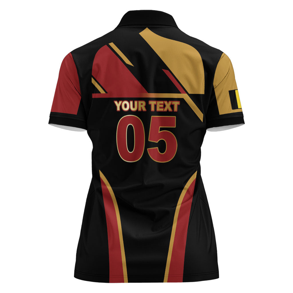 Custom Belgium Football Women Polo Shirt Bold National Colors With Lion Crest