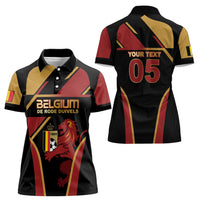 Custom Belgium Football Women Polo Shirt Bold National Colors With Lion Crest
