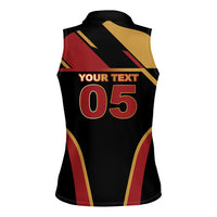 Custom Belgium Football Women Sleeveless Polo Shirt Bold National Colors With Lion Crest