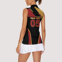 Custom Belgium Football Women Sleeveless Polo Shirt Bold National Colors With Lion Crest