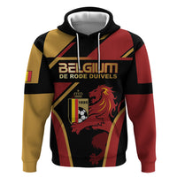 Custom Belgium Football Zip Hoodie Bold National Colors With Lion Crest