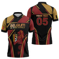 Custom Belgium Football Zipper Polo Shirt Bold National Colors With Lion Crest