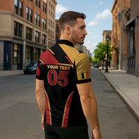 Custom Belgium Football Zipper Polo Shirt Bold National Colors With Lion Crest