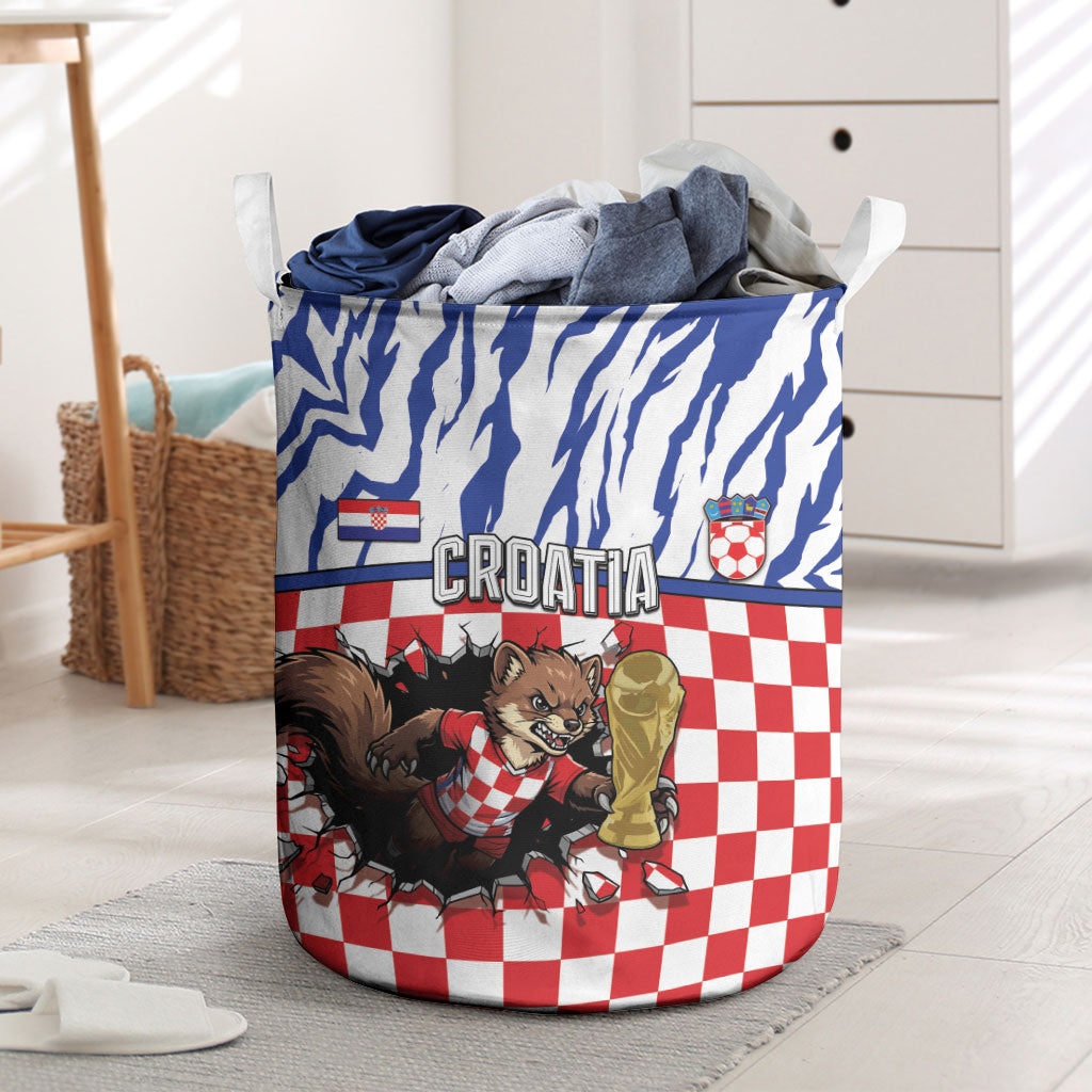 Croatia Football Laundry Basket Marten In Hole With Checkered Patterns