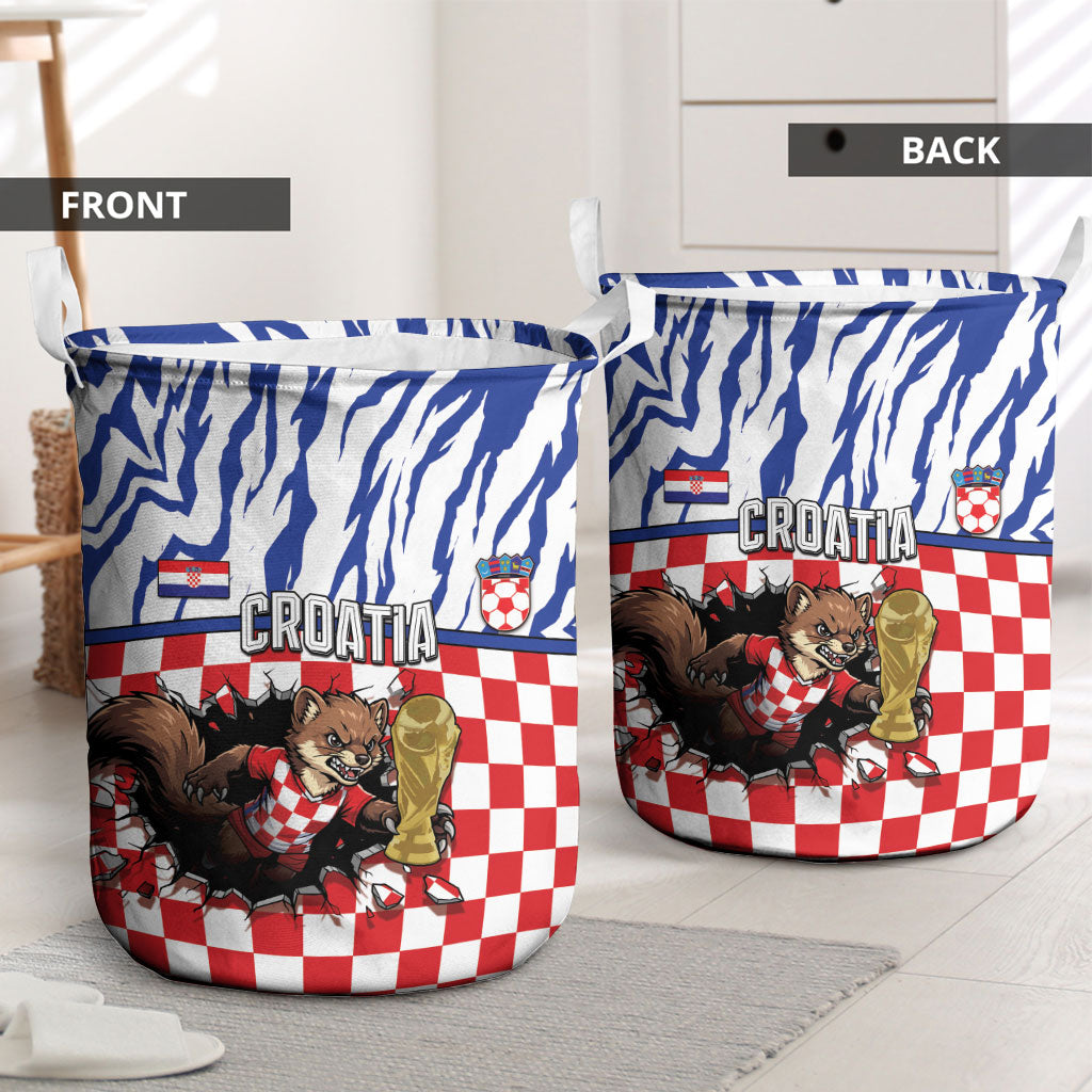 Croatia Football Laundry Basket Marten In Hole With Checkered Patterns