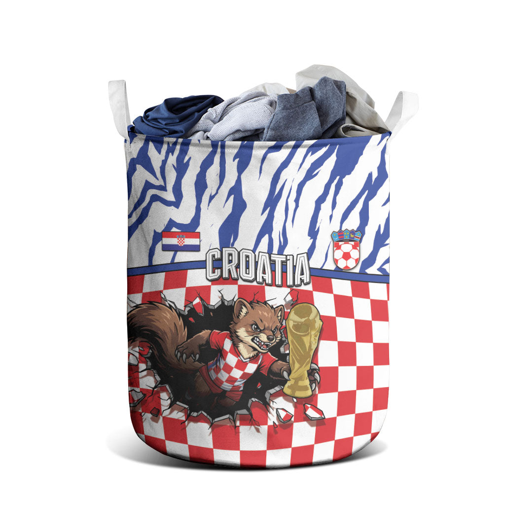 Croatia Football Laundry Basket Marten In Hole With Checkered Patterns