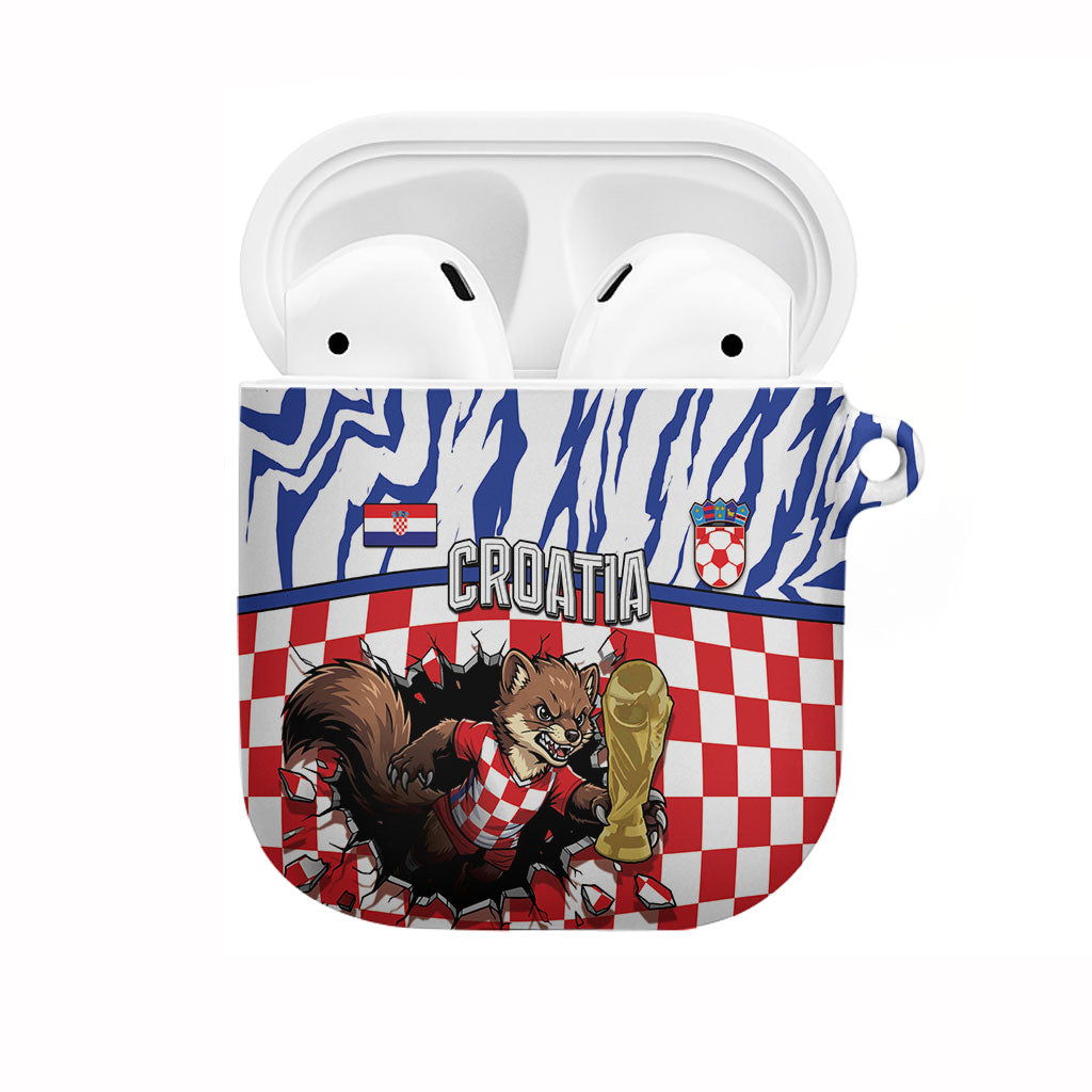 Croatia Football AirPods Case Marten In Hole With Checkered Patterns