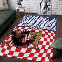 Croatia Football Area Rug Marten In Hole With Checkered Patterns