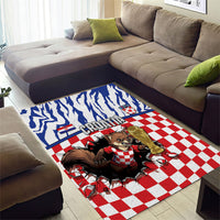 Croatia Football Area Rug Marten In Hole With Checkered Patterns