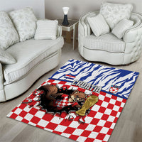 Croatia Football Area Rug Marten In Hole With Checkered Patterns