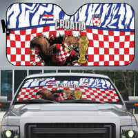 Croatia Football Auto Sun Shade Marten In Hole With Checkered Patterns