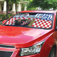 Croatia Football Auto Sun Shade Marten In Hole With Checkered Patterns