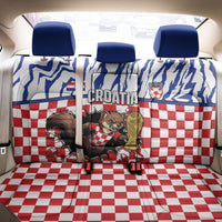 Croatia Football Back Car Seat Cover Marten In Hole With Checkered Patterns