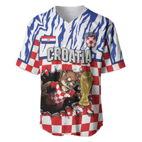 Custom Croatia Football Baseball Jersey Marten In Hole With Checkered Patterns