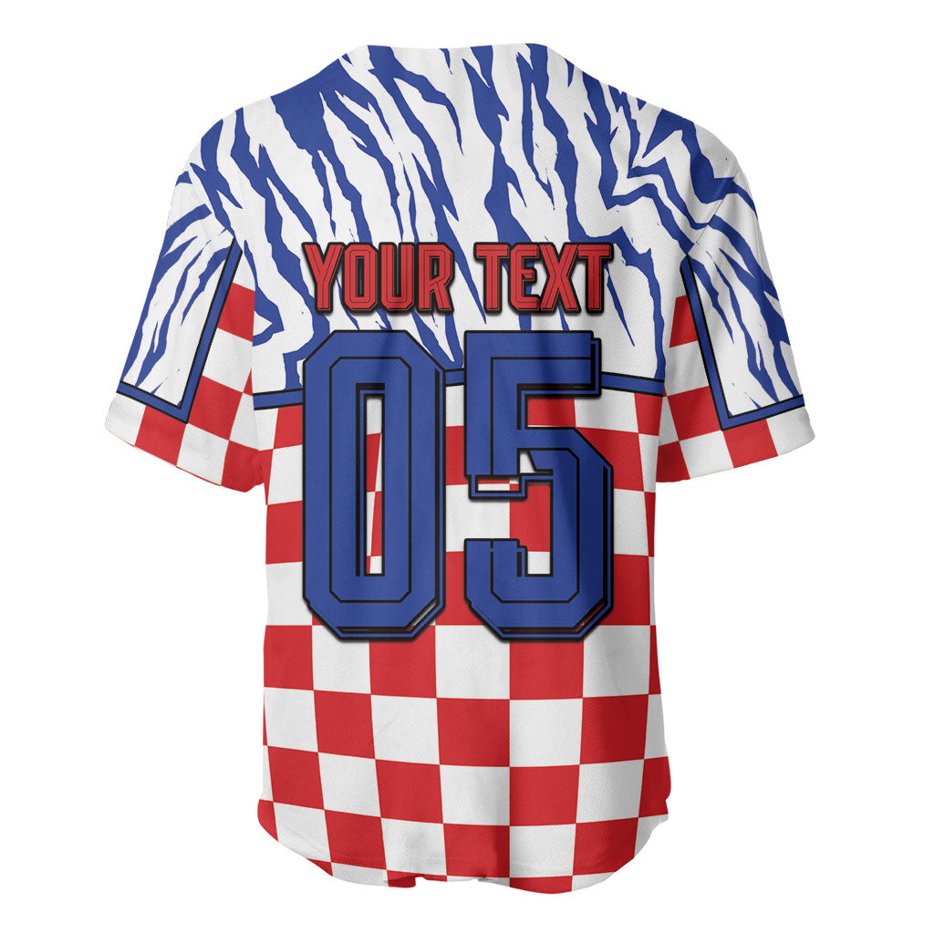 Custom Croatia Football Baseball Jersey Marten In Hole With Checkered Patterns