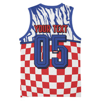 Custom Croatia Football Basketball Jersey Marten In Hole With Checkered Patterns