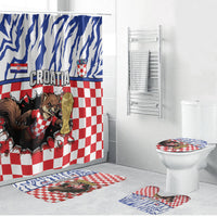 Croatia Football Bathroom Set Marten In Hole With Checkered Patterns