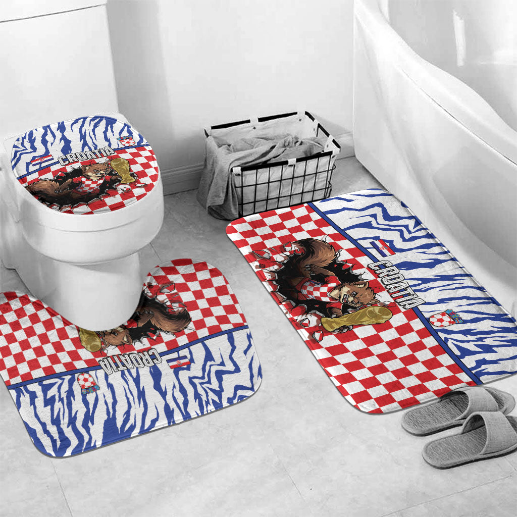 Croatia Football Bathroom Set Marten In Hole With Checkered Patterns