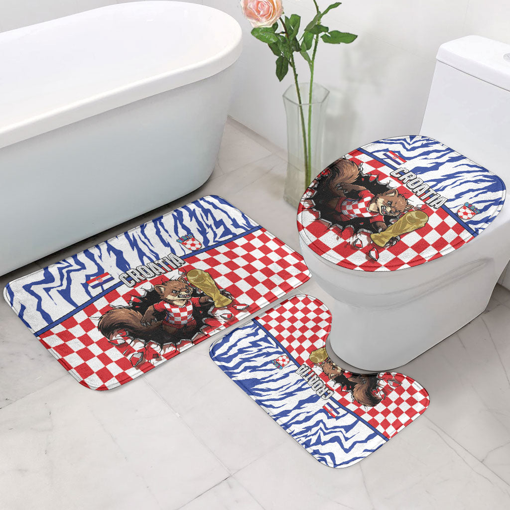 Croatia Football Bathroom Set Marten In Hole With Checkered Patterns