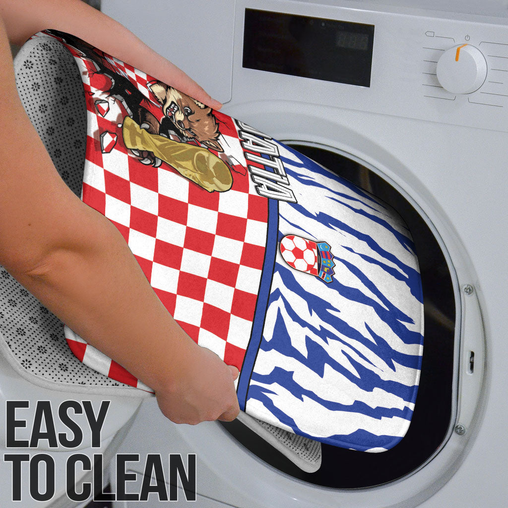Croatia Football Bathroom Set Marten In Hole With Checkered Patterns