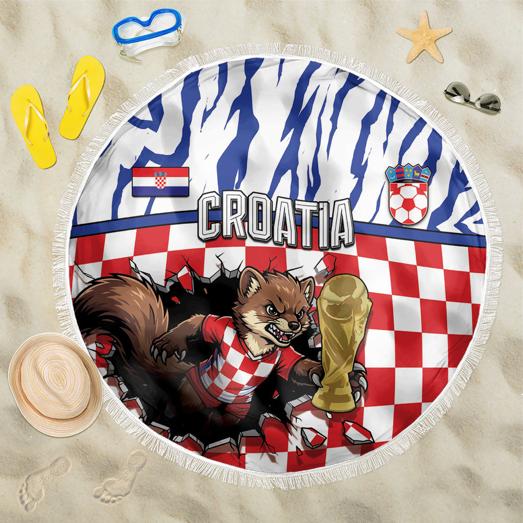 Croatia Football Beach Blanket Marten In Hole With Checkered Patterns