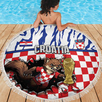 Croatia Football Beach Blanket Marten In Hole With Checkered Patterns