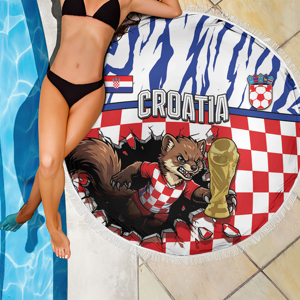 Croatia Football Beach Blanket Marten In Hole With Checkered Patterns
