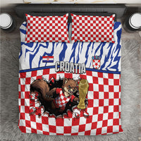 Croatia Football Bedding Set Marten In Hole With Checkered Patterns