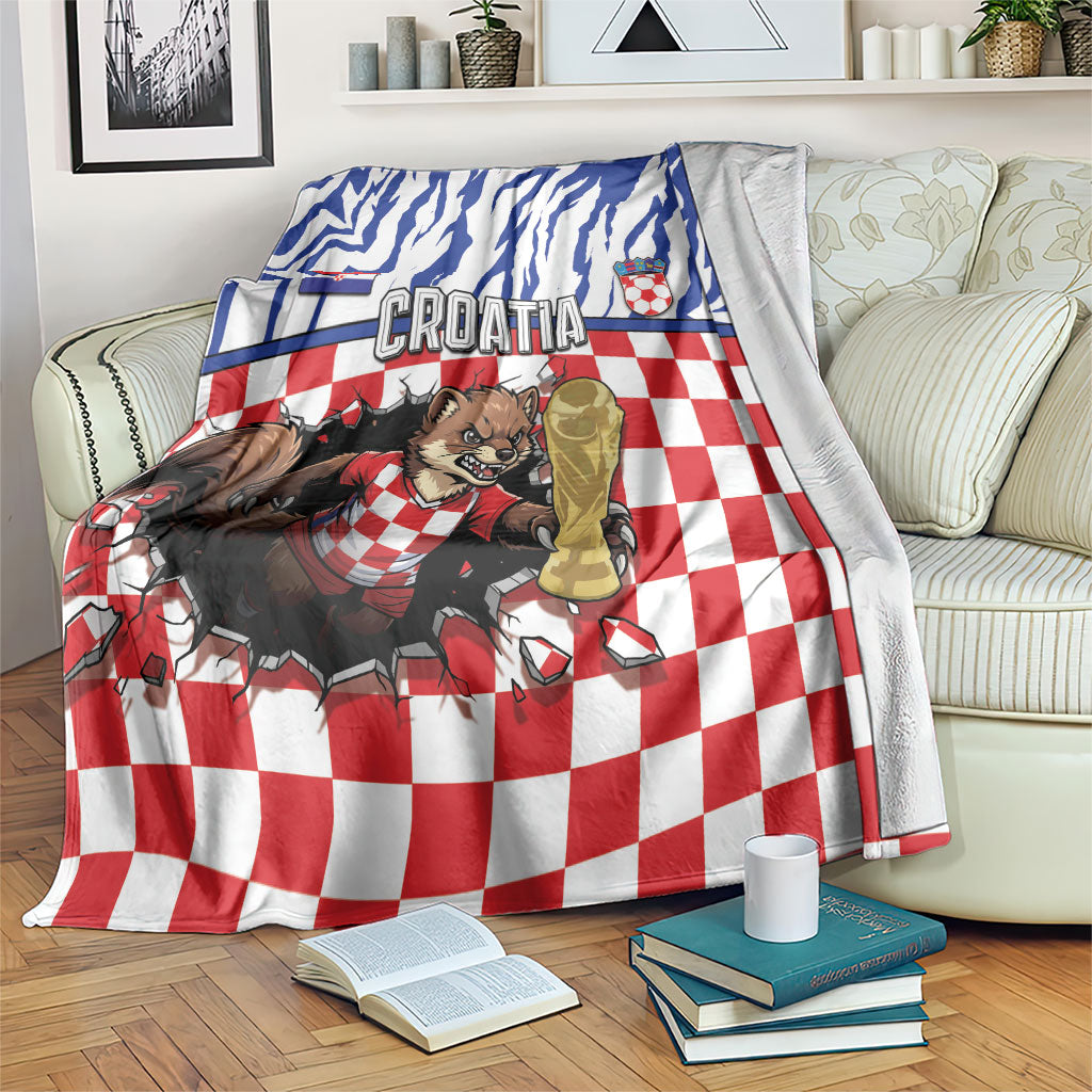 Croatia Football Blanket Marten In Hole With Checkered Patterns