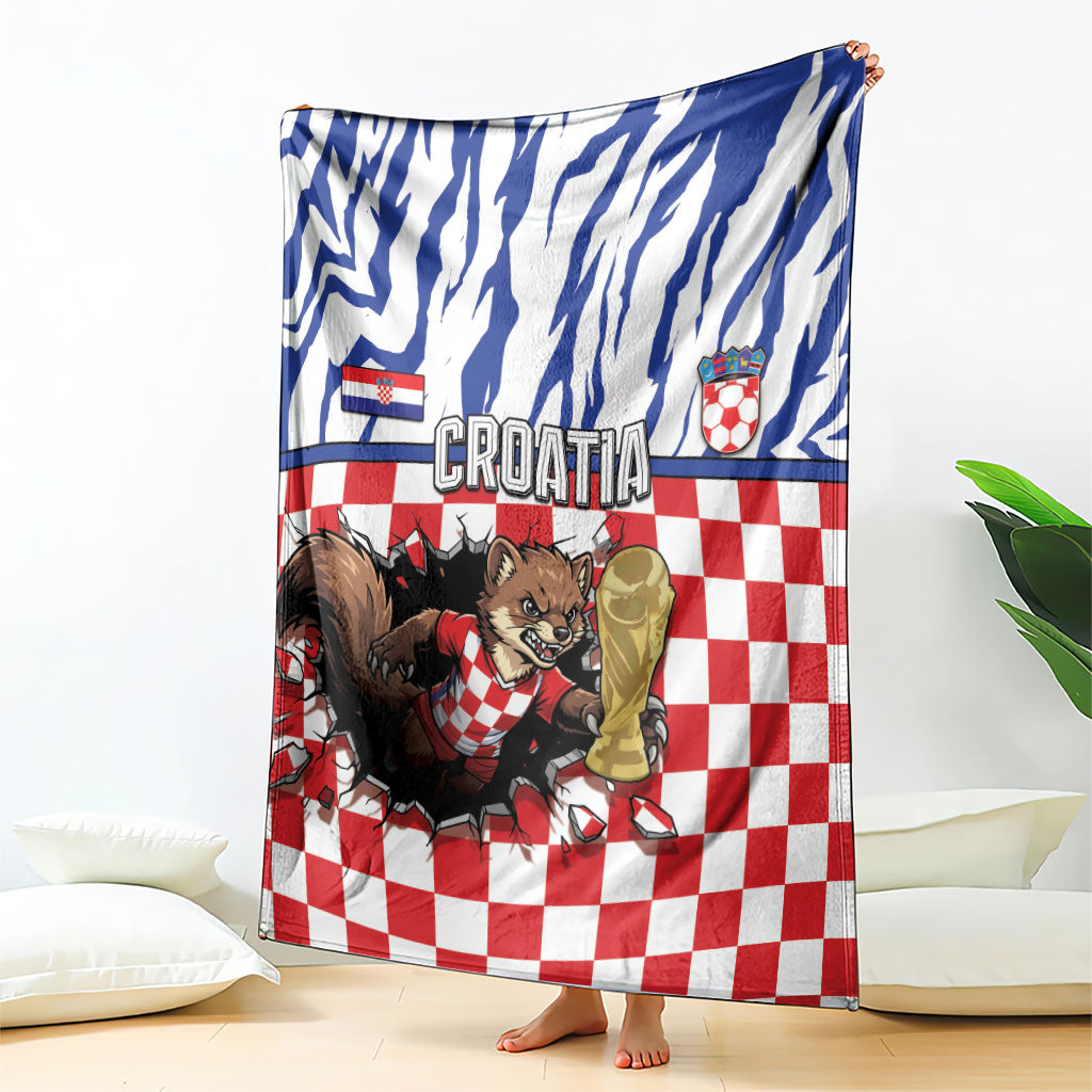 Croatia Football Blanket Marten In Hole With Checkered Patterns