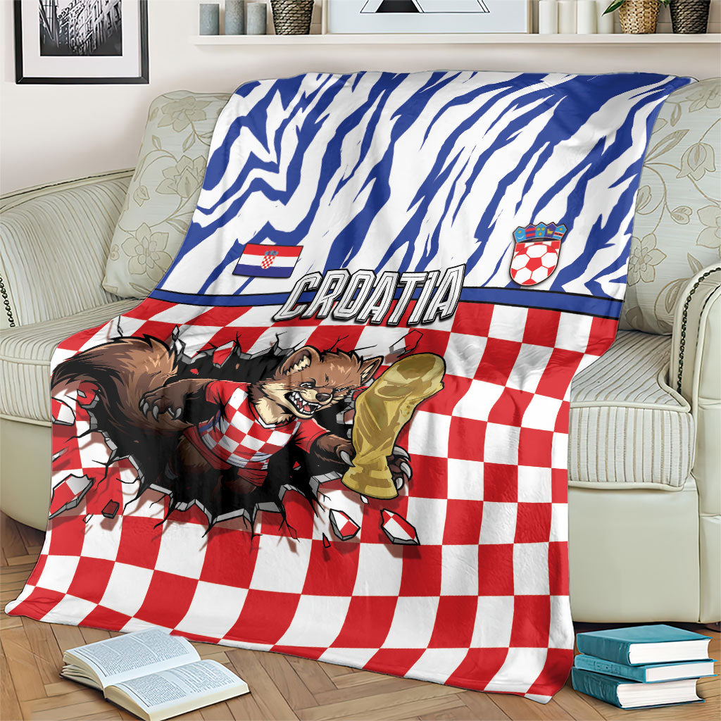 Croatia Football Blanket Marten In Hole With Checkered Patterns
