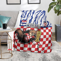 Croatia Football Blanket Marten In Hole With Checkered Patterns