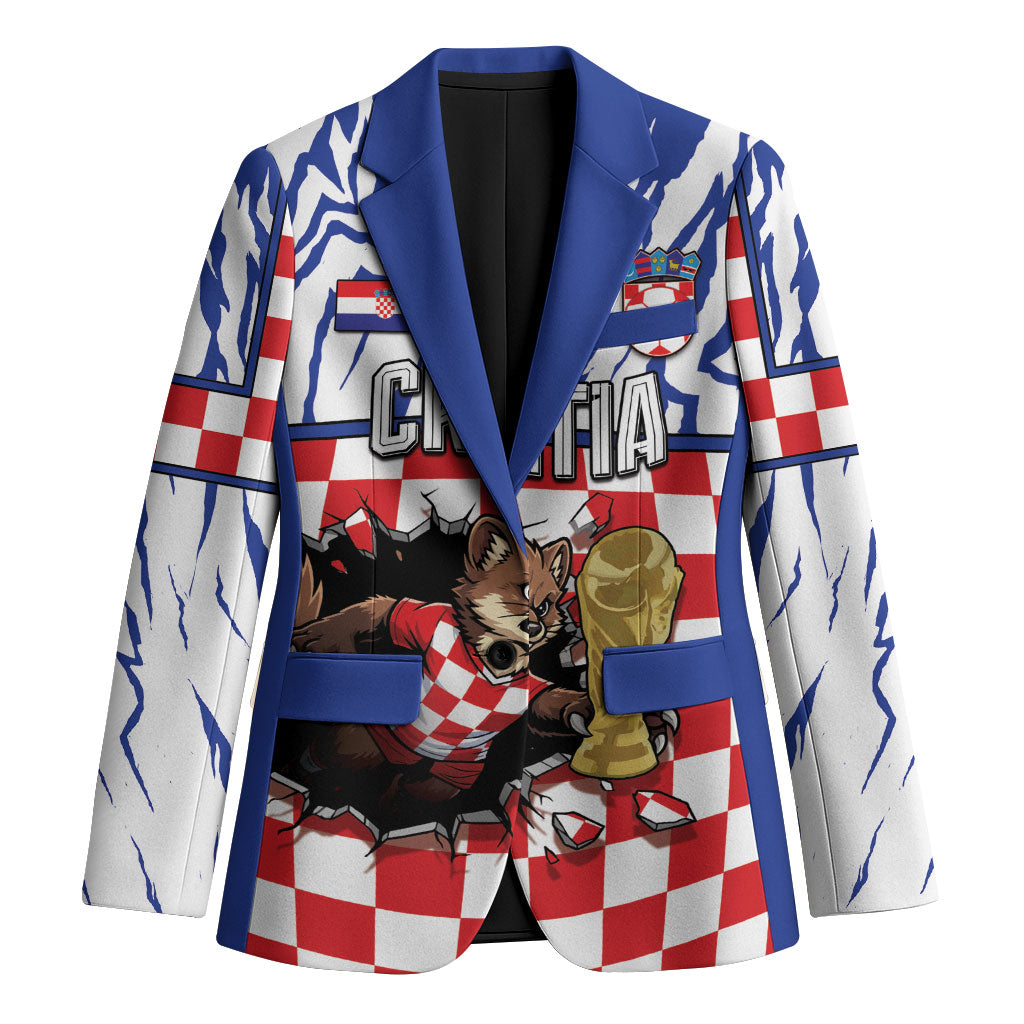Custom Croatia Football Blazer Marten In Hole With Checkered Patterns