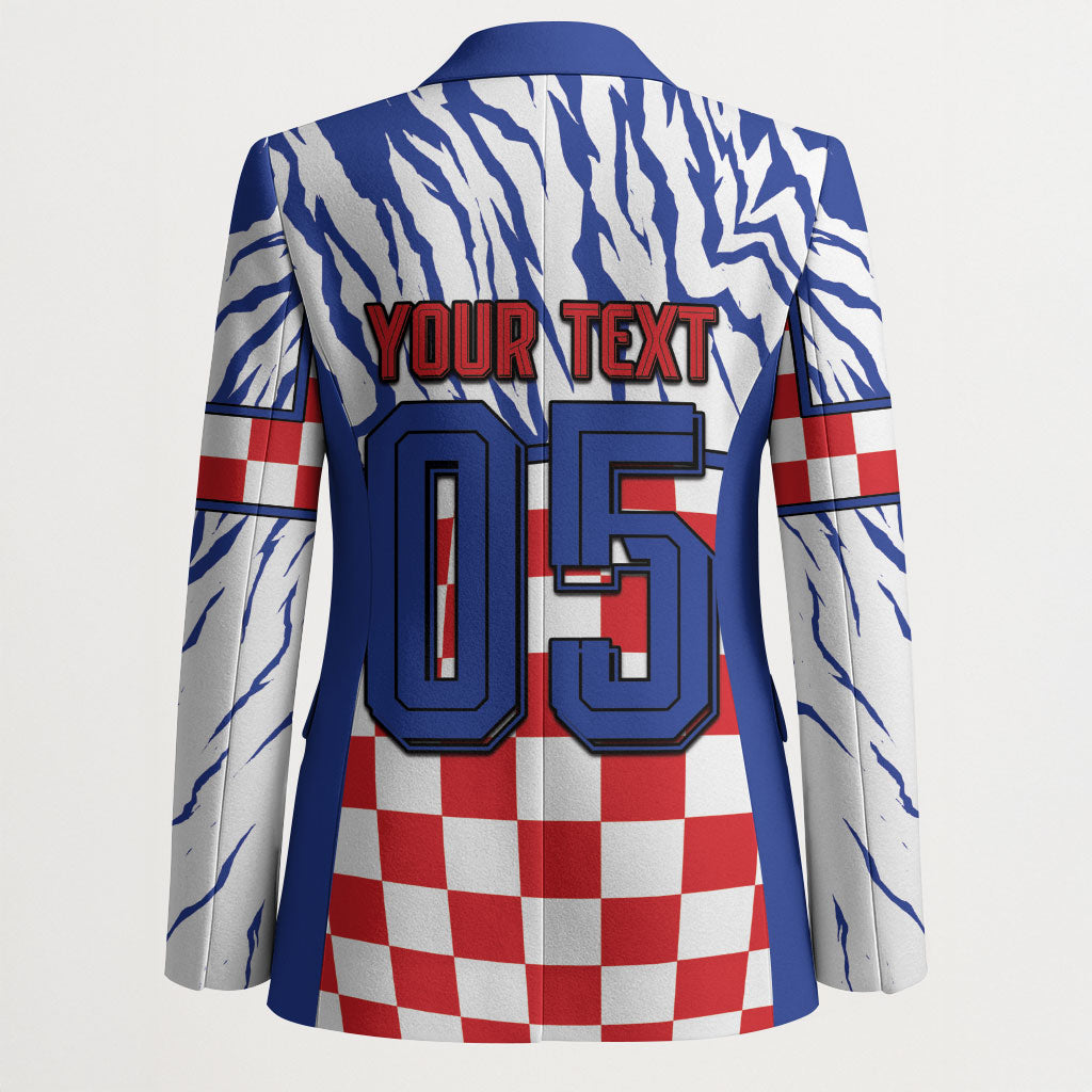 Custom Croatia Football Blazer Marten In Hole With Checkered Patterns