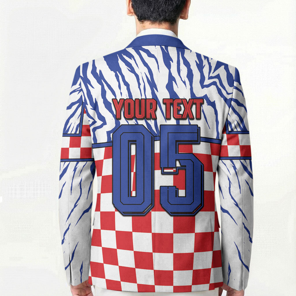 Custom Croatia Football Blazer Marten In Hole With Checkered Patterns