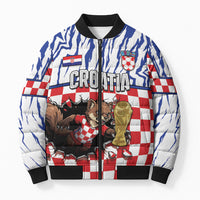 Custom Croatia Football Bomber Puffer Jacket Marten In Hole With Checkered Patterns