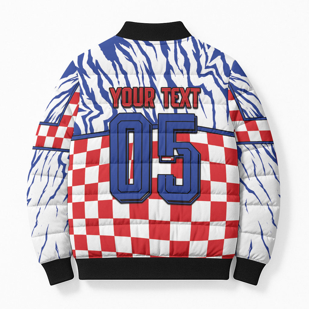 Custom Croatia Football Bomber Puffer Jacket Marten In Hole With Checkered Patterns