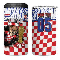 Custom Croatia Football 4 in 1 Can Cooler Tumbler Marten In Hole With Checkered Patterns