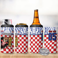 Custom Croatia Football 4 in 1 Can Cooler Tumbler Marten In Hole With Checkered Patterns