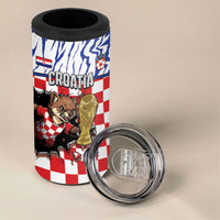 Custom Croatia Football 4 in 1 Can Cooler Tumbler Marten In Hole With Checkered Patterns
