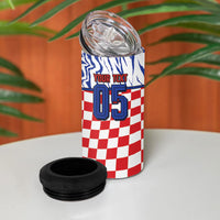 Custom Croatia Football 4 in 1 Can Cooler Tumbler Marten In Hole With Checkered Patterns