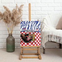 Croatia Football Canvas Wall Art Marten In Hole With Checkered Patterns
