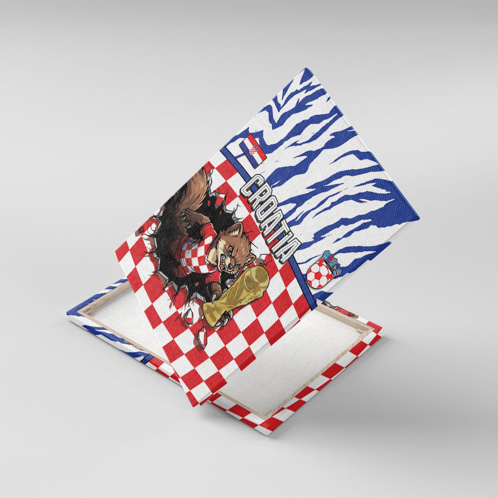 Croatia Football Canvas Wall Art Marten In Hole With Checkered Patterns