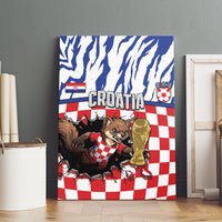 Croatia Football Canvas Wall Art Marten In Hole With Checkered Patterns
