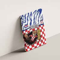 Croatia Football Canvas Wall Art Marten In Hole With Checkered Patterns