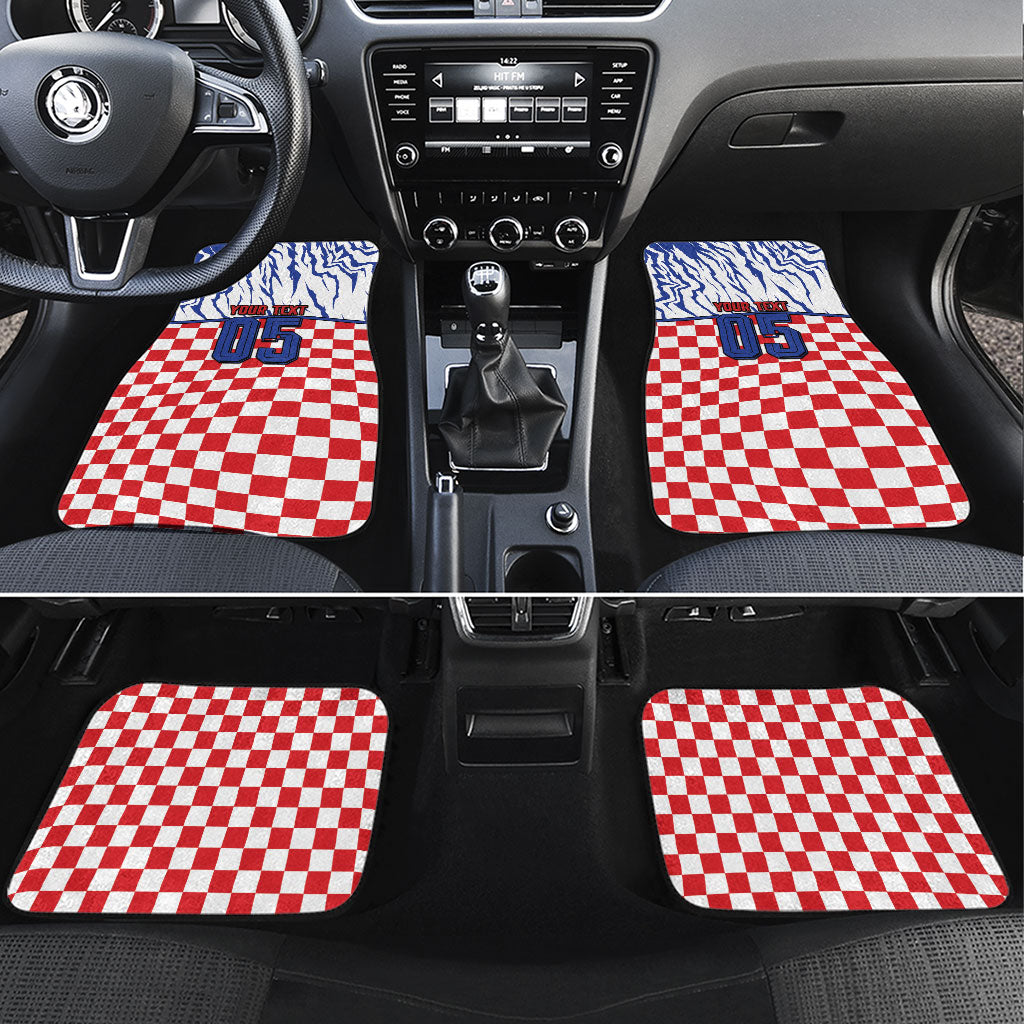 Custom Croatia Football Car Mats Marten In Hole With Checkered Patterns
