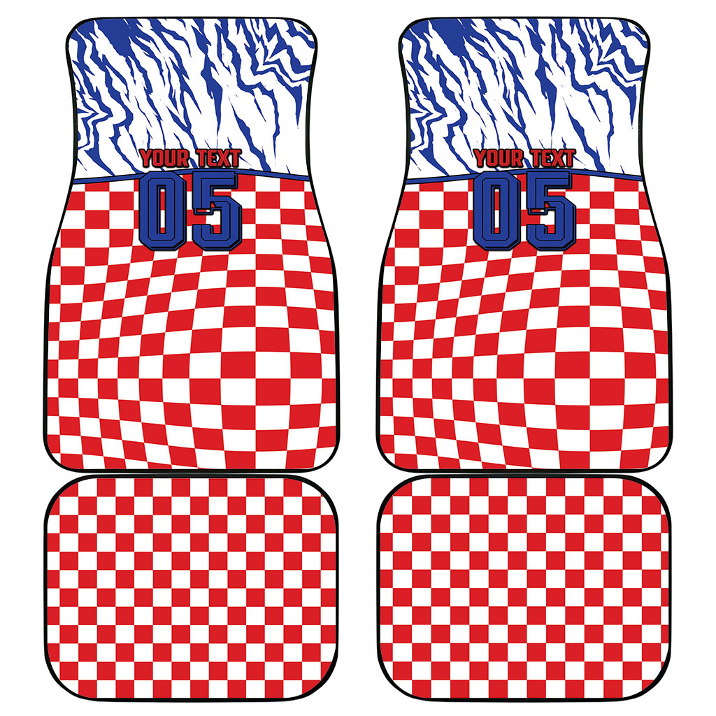 Custom Croatia Football Car Mats Marten In Hole With Checkered Patterns