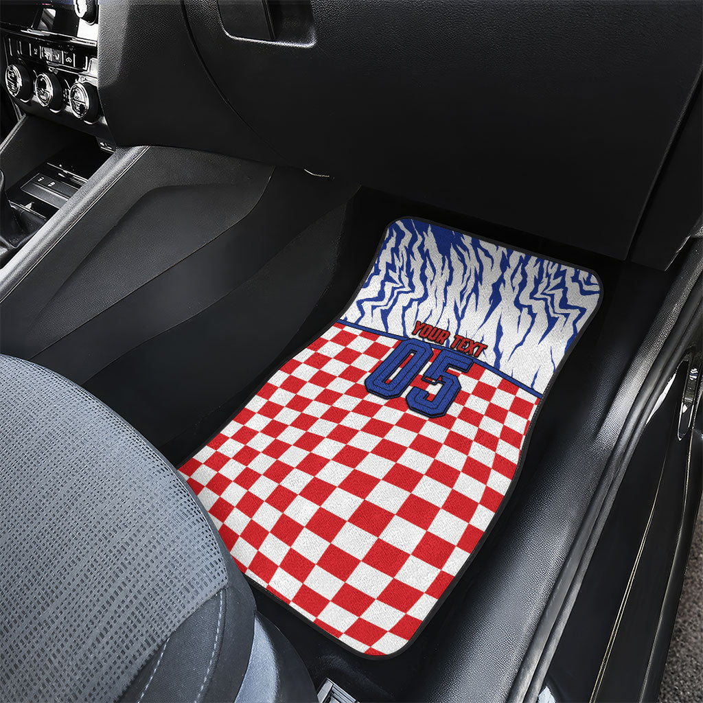 Custom Croatia Football Car Mats Marten In Hole With Checkered Patterns